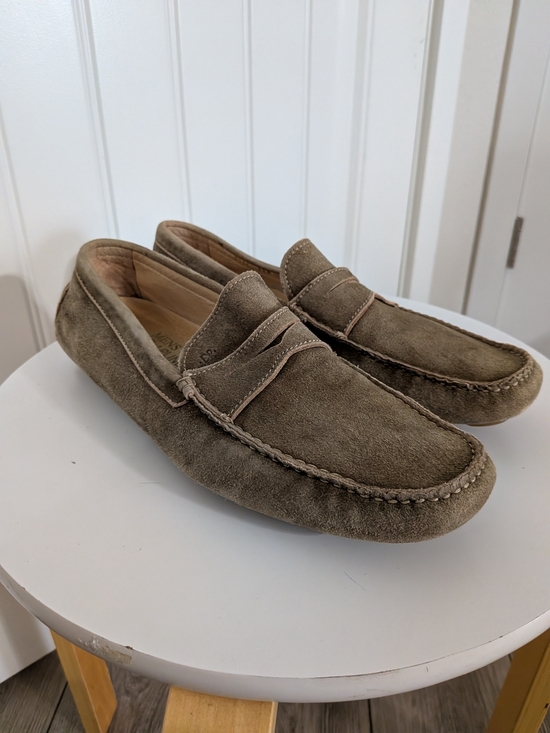 Donald J. Pliner Men\'s Italian Suede Slip On Penny Driving Loafers